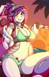 2026 5_fingers android animal_humanoid artist_name big_breasts big_eyes blue_bottomwear blue_bra blue_clothing blue_hair blue_shorts blue_underwear bottomwear bra breasts cleavage clothed clothing detailed_background digital_drawing_(artwork) digital_media_(artwork) exposed_shoulder eye_through_hair eyebrow_through_hair eyebrows female fingers hair hi_res high_ponytail humanoid humanoid_hands jacket lagomorph lagomorph_humanoid leporid_humanoid looking_at_viewer machine mammal mammal_humanoid medium_hair midi_(monolithtk) monolith_tk palm_tree plant ponytail rabbit_humanoid robot robot_joints sea shaded shorts skimpy smile solo speaker sunset teeth text topwear translucent translucent_hair tree underwear visor water white_body white_clothing white_jacket white_topwear yellow_eyes