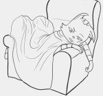 2026 anthro armchair bedding big_butt black_and_white blanket bodily_fluids butt chair cheek_tuft clothed clothed_anthro clothed_female clothing digital_drawing_(artwork) digital_media_(artwork) domestic_cat drooling eye_bags eyebrows facial_tuft felid feline felis female fran_(litterbox_comics) fur fur_tuft furniture half-closed_eyes head_turned iris litterbox_comics lying lying_on_armchair lying_on_chair mammal markings mature_anthro mature_female monochrome narrowed_eyes no_pupils on_armchair on_chair on_front one_ear_up pattern_clothing pattern_shirt pattern_t-shirt pattern_topwear saliva shirt simple_background solo striped_body striped_clothing striped_fur striped_head striped_markings striped_shirt striped_t-shirt striped_tail striped_topwear stripes t-shirt tabby_cat tail tail_markings thin_eyebrows three-quarter_view tightropethe1st tired topwear tuft under_blanket white_background