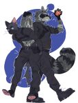 anthro barazoku belt big_muscles black_belt black_body black_boots black_bottomwear black_clothing black_eyebrows black_fingerless_gloves black_footwear black_fur black_gloves black_handwear black_harness black_mask black_pants black_shirt black_socks black_toeless_socks black_topwear boots bottomwear briefs bully bullying burglar clothing cocky cocky_grin crime criminal diamond_(gem) domestic_cat duo ear_piercing ear_ring eyebrows felid feline felis fingerless_gloves fluffy fluffy_tail footwear fur gem gloves gold_(metal) gold_tooth green_briefs green_clothing green_eyes green_underwear grey_body grey_fur grin grinning_at_another grinning_at_partner handwear harness harryharold hi_res holding_diamond humiliation humiliation_fetish male male/male mammal manly markings mask masked_male muscular muscular_anthro muscular_arms muscular_male muscular_thighs pants piercing procyonid raccoon ring_piercing robber robbing shirt shoes smile smirk smirking_at_another smirking_at_partner socks standing stealing striped_body striped_fur striped_markings striped_tail stripes surprise_attack surprised tactical tactical_gear tactical_gloves tactical_pants tail tail_markings taunting taunting_partner teasing teasing_partner thick_arms thick_eyebrows thick_thighs thief thief_outfit thug toeless_footwear toeless_socks topwear tough_guy underwear wearing_mask wedgie wedgie_fetish