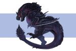  claws eye_trail full_body glowing glowing_eyes highres ichanjoe light_trail monster monster_hunter_(series) nargacuga no_humans open_mouth sharp_teeth simple_background solo standing standing_on_one_leg tail teeth white_background 