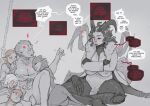 absurd_res agartha_(starlyve) amputee anthro arthropod avian breaking_the_fourth_wall cuddling disability european_mythology female greek_mythology group harpy hi_res human humanoid hybrid insect mammal missing_arm multi_arm multi_limb mythological_avian mythological_creature mythology orc starlyve worship