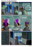 5_fingers absurd_res advertisement amber_eyes ambiguous_gender anthro blurred_text canid canine clothing comic cybernetic_arm cybernetic_ear cybernetic_eye cybernetic_foot cybernetic_leg cybernetic_limb cybernetics cyberpunk detailed_background dialogue digitigrade feet fingers fur grey_clothing hair hexagon_background hexagonal_grid hi_res hindpaw hood jumpsuit leg_markings leg_pouch long_snout low_battery machine mammal maned_wolf markings mask multicolored_body multicolored_fur multicolored_hair neon_lights neon_sign on_hind_legs paws purple_hair redacted_text reflection removing_hat salvation_(zk-fur) sign snout solo text visual_humor zk-fur