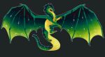 2023 ambiguous_gender claws dragon european_mythology fan_character feral fin finger_claws flying green_body green_scales grey_background hi_res horn long_neck long_tail lowdetail markings membrane_(anatomy) membranous_wings mythological_creature mythological_scalie mythology scales scalie seawing_(wof) simple_background snout solo spread_wings starry_wings tail toe_claws western_dragon wing_claws wings wings_of_fire