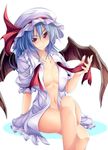  bat_wings blue_hair flat_chest fuyuwa_kotatsu no_bra no_panties red_eyes remilia_scarlet solo touhou wings 