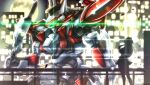  1girl artist_name arx-8_laevatein building chidori_kaname city combat_knife commentary dated diffraction_spikes feet_out_of_frame floating_hair full_metal_panic! full_moon glowing glowing_eyes green_eyes heavy_lens_flare highres holding holding_knife holding_weapon knife lens_flare long_hair looking_at_viewer mecha mecha_focus moon night night_light okoudai2113 robot science_fiction silhouette skyscraper solo standing weapon 