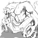 1:1 abdominal_bulge abs afterzero anthro anthro_on_anthro anthro_penetrated belly bodily_fluids bulge canid canine canis claws dripping duo empty_eyes eye_roll from_front_position genitals hi_res lagomorph leporid lying lying_on_ground male male/male male_anthro mammal mean_look missionary_position monochrome muscular muscular_anthro muscular_male nipples on_back on_ground open_mouth penetration penis pubes rabbit ray_(afterzero) saliva saliva_drip saliva_on_face sex shaded simple_background simple_shading size_difference smaller_male smaller_penetrated snarling stretchy_bulge sweat sweatdrop sweaty_legs sweaty_thighs teeth teeth_showing towering tuft vein veiny_arms veiny_muscles veiny_penis white_background wolf