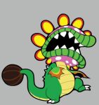 2018 2_toes ambiguous_anthro ambiguous_gender anthro back_spikes big_head biped claw_toes claws colored digital_drawing_(artwork) digital_media_(artwork) dino_piranha dinosaur elemental_creature english_description eyeless featureless_crotch feet flora_fauna frown green_body green_lips green_skin green_tail grey_background hybrid leaf leaf_arms lips long_tail mario_bros multicolored_body multicolored_tail nintendo noseless on_one_leg open_frown open_mouth piranha_plant plant prehistoric_species purple_head reptile scales scalie shaded sharp_teeth short_legs simple_background slightly_chubby slightly_chubby_ambiguous slightly_chubby_anthro solo spikes spikes_(anatomy) spots spotted_head standing super_mario_galaxy tail teeth thekingofscares thick_lips toes white_claws white_spikes white_spots wide_crotch yellow_body yellow_scales