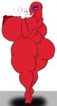anthro anus big_breasts big_butt blue_eyes breasts butt female genitals hi-rez_studios hi_res huge_breasts lagomorph leipori leporid mammal moji_(paladins) paladins_(game) rabbit red_body riku9797 shortstack solo thick_thighs vulva