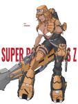  1girl :d ;d backpack bag belt black_jumpsuit boots bra breasts character_name chinese_commentary clothes_writing commentary_request copyright_name dark-skinned_female dark_skin fang full_body gloves green_eyes grey_belt gunleon hat highres holding humanization invisible_floor jewelry jinri_shijie jumpsuit looking_at_viewer mecha_musume medium_hair multicolored_jumpsuit navel necklace o-ring o-ring_bra one_eye_closed open_clothes open_jumpsuit open_mouth orange_boots orange_gloves orange_hair orange_hat orange_jumpsuit orange_thighhighs pouch simple_background smile solo standing super_robot_wars super_robot_wars_z super_robot_wars_z1 thighhighs thumbs_up torn_clothes torn_jumpsuit underwear white_background white_bra wrench 