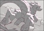 animal_genitalia anus bodily_fluids claws dragon dripping feral fur furred_dragon furred_scalie genital_fluids genital_slit genitals horn k0ira knot knotted_penis male mythological_creature mythological_scalie mythology pawpads penis precum precum_drip ridged_penis scalie solo tail unfinished