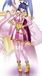  0016cathart5 1girl animal_ears armor blue_eyes blue_hair breasts cape cosplay full_body hands_on_own_hips highres hololive horse_ears looking_at_viewer ouro_kronii short_hair shoulder_armor solo t.m._opera_o_(o_sole_suo!)_(umamusume) t.m._opera_o_(umamusume) t.m._opera_o_(umamusume)_(cosplay) umamusume virtual_youtuber 