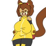 1:1 alpha_channel anthro big_breasts breasts clothing confusion domestic_cat eyebrows felid feline felis female gameoverse glitch_productions hair hi_res huge_breasts hyper hyper_breasts kit_bodega mammal messy_hair raised_eyebrow simple_background simple_coloring simple_drawing solo souljulius31uwu standing staring_at_chest stretched_clothing thick_thighs tight_clothing transparent_background