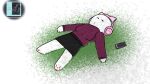 16:9 animal_humanoid anthro bottomwear chauchat_(band) clothing digital_media_(artwork) electronics female grass headphones humanoid listening_to_music lying music music_player nature on_back on_grass on_ground outside paws phone plant relaxing shadow skirt solo sweater topwear tree widescreen