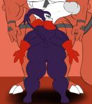 anthro bandai_namco big_breasts big_butt big_penis breasts butt digimon digimon_(species) duo female genitals guilmon huge_breasts huge_penis impmon male male/female muscular muscular_male penis purple_body red_body riku9797 shortstack