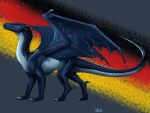 2020 4:3 ambiguous_gender claws crystalrime digitigrade dragon european_mythology fan_character feral finger_claws german_flag horn long_neck long_tail markings membrane_(anatomy) membranous_wings mythological_creature mythological_scalie mythology nightwing_(wof) open_wings quadruped scales scalie side_view snout solo spikes spikes_(anatomy) starry_wings tail toe_claws western_dragon wing_claws wings wings_of_fire