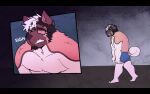 2023 absurd_res akita american_akita anthro barefoot bau_(melaisen) beard black_beard black_border black_facial_hair black_hair blue_boxer_briefs blue_clothing blue_underwear border boxer_briefs boxer_briefs_only brown_body brown_ears brown_face brown_fur canid canine canis clothed clothing countershading digital_drawing_(artwork) digital_media_(artwork) domestic_dog english_description eyes_closed eyewear facial_hair feet fur glasses hair hi_res letterbox male male_anthro mammal melaisen multicolored_body multicolored_fur multicolored_hair orange_body orange_fur pink_hair question_mark sigh solo spitz tan_body tan_countershading tan_fur tired topless topless_anthro topless_male two_tone_hair underwear underwear_only