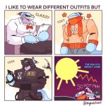1:1 2024 anthro aquatic artist_name bill_wurtz black_bottomwear black_clothing black_hoodie black_pants black_sclera black_topwear blue_body blue_bottomwear blue_clothing bottomwear bow_tie broad_shoulders cjk_character clothed clothed_anthro clothed_male clothing comic countershade_face countershade_neck countershade_tail countershade_torso countershading digital_drawing_(artwork) digital_media_(artwork) empty_eyes english_text eyes_closed eyewear fin fish fish_hook fish_hook_piercing fish_tail flesh_fang front_view fully_clothed fully_clothed_anthro fully_clothed_male furgonomic_piercing furgonomics furniture furrowed_eyebrows gills glasses group hand_in_pocket head_fin headshot_portrait hi_res holding_object holding_paper hoodie hook looking_at_object male male_anthro mask mouth_closed multiple_images muscular muscular_anthro muscular_male neck_gills obscured_face on_sofa orange_clothing orange_scarf orange_sweater orange_topwear pants paper pecs piercing pince-nez pockets portrait pupils purple_background red_bow_tie red_stripes round_glasses scarf shark shirt simple_background sitting sitting_on_sofa sky_k.i._(character) skykdotidot slit_pupils sofa solo striped_fin stripes sweater tail tail_piercing tan_background text text_on_clothing text_on_topwear three-quarter_portrait topwear trio wearing_glasses white_body white_clothing white_countershading white_eyes white_shirt white_topwear yellow_eyes