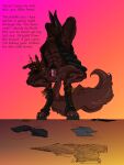 3:4 absurd_res andromorph anthro anus beverage bodily_fluids body_hair bottomless bottomless_anthro bubble_tea canid canine chest_hair clothed clothing crouching cut_clothes dialogue english_text fishnet_clothing fishnet_legwear fishnet_topwear genital_fluids hand_behind_head happy_trail hi_res imminent_oral inner_ear_fluff intersex legwear long_ears looking_at_viewer mammal maned_wolf mars_(owuuwo) mastectomy_scar nipples owuuwo presenting scar scissors smug solo t_dick tail talking_to_viewer text topwear torn_clothing tuft urine vest watersports