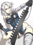  azuma_yuuhi bad_id bad_pixiv_id bandages braid breasts colored_eyelashes eyelashes flower gloves hair_flower hair_ornament kaine_(nier) lace lace-trimmed_panties large_breasts lingerie negligee nier nier_(series) panties purple_eyes silver_hair solo sword underwear weapon 