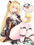  1boy 1girl absurdres ass blonde_hair commentary_request covered_nipples dissolving_clothes dress feet_out_of_frame glass highres iya09038935 konjiki_no_yami long_hair looking_at_another no_bra nude open_mouth panties red_eyes simple_background to_love-ru to_love-ru_darkness torn_clothes torn_dress underwear wet white_background white_panties 