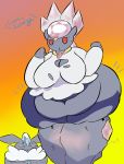  2018 anthro belly big_belly big_butt big_thighs bottomless breasts butt carbink clothed clothing cosmicscourge diancie embarrassed female huge_butt huge_thighs hyper hyper_belly legendary_pok&eacute;mon navel nintendo obese overweight overweight_female pok&eacute;mon pok&eacute;mon_(species) torn_clothing video_games 