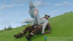 16:9 3d_(artwork) 4k absurd_res anthro bodily_fluids boots brown_body brown_eyes brown_fur canid canine canis clock clothing cuff_(restraint) cum cum_in_ass cum_inside cum_while_penetrated cumshot digital_media_(artwork) duo ejaculation epic_games fletcher_kane footwear footwear_only fortnite fur genital_fluids genitals gloves grass grass_field green_hair hair handwear hi_res jewelry male male/male mammal moan mohawk mostly_nude multicolored_body multicolored_fur penetration penile penile_penetration penis piercing plant procyonid raccoon red_body red_fur restraints rufus_(fortnite) sebthedemonfox shackles shoes shoes_only tail tongue tongue_out torn_clothing watch white_body white_fur widescreen wolf