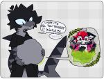 acid anthro aquatic belly black_bottomwear black_clothing black_hair black_pants black_shirt black_topwear blue_eyes bodily_fluids bottomwear canid canine clothing digestion dorsal_fin ester_(estermaelstrom) estermaelstrom eyeliner eyewear female_(lore) femboy fin fish fox fur glasses grey_body hair hi_res insult makeup male mammal melting melty_digestion oral_vore organs pants piercing pink_body pink_fur red_eyes red_hair requiem_shark shark shark_tail shirt slime stomach tiger_shark topwear vore white_body white_fur wings