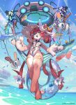 absurd_res anthro beach_umbrella beverage blue_eyes breasts chunithm chunithm_verse claws clothing container copyright_name cup cutout drinking_glass drinking_straw eyewear fangs felid feline female finger_claws floating full-length_portrait fur glass glass_container glass_cup glasses golden_markings hair hammock hat headgear headwear hi_res holding_glass holding_object inflatable inner_tube kemono machine mammal multicolored_body navel navel_cutout official_art one-piece_swimsuit open_mouth oversized_hands parasol pawpads portrait ravina_kitten red_body red_fur red_hair robot sea sega sitting_on_hammock small_breasts so-taro solo straw_hat swim_ring swimwear teeth text water wearing_glasses white_body white_clothing white_fur white_swimwear