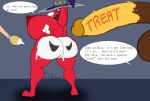 anthro balls big_balls big_breasts big_butt big_penis breasts butt clothing duo english_text female genitals halloween hat headgear headwear hi-rez_studios holidays huge_breasts huge_penis lagomorph leipori leporid male mammal moji_(paladins) paladins_(game) penis rabbit red_body riku9797 text vulva