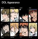  1girl 43_dol 6+boys alex_(degrees_of_lewdity) alex_(male)_(degrees_of_lewdity) bags_under_eyes black_eyes black_hair blonde_hair blue_eyes blush brown_hair character_chart character_name collarbone collared_shirt column_lineup commentary copyright_name crying crying_with_eyes_open dark-skinned_male dark_skin degrees_of_lewdity eden_(degrees_of_lewdity) eden_(male)_(degrees_of_lewdity) freckles gloves green_eyes grid_lineup hair_over_one_eye hat heterochromia highres kylar_(degrees_of_lewdity) kylar_(male)_(degrees_of_lewdity) looking_at_viewer male_focus multiple_boys nervous_sweating nude orange_eyes orange_hair parted_bangs player_character_(degrees_of_lewdity) player_character_(female)_(degrees_of_lewdity) profile red_eyes robin_(degrees_of_lewdity) robin_(male)_(degrees_of_lewdity) scar scar_on_face shirt short_hair simple_background smile sweat sydney_(degrees_of_lewdity) sydney_(male)_(degrees_of_lewdity) tears ushanka whitney_(degrees_of_lewdity) whitney_(male)_(degrees_of_lewdity) yellow_eyes 