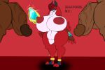 anthro big_breasts big_penis breasts dragon dragonborn_moji female genitals group hi-rez_studios horn huge_breasts huge_penis hybrid lagomorph leporid male mammal moji_(paladins) mythological_creature mythological_scalie mythology paladins_(game) penis rabbit red_body riku9797 scalie shortstack trio vulva