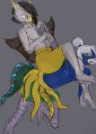 anthro athletic athletic_anthro athletic_male avian azure_cristatus bat bird black_hair bottomwear clothing duo femboy femboy/femboy galliform hair hair_bun hi_res honduran_white_bat leaf-nosed_bat male male/male mammal microbat peafowl phasianid pinned shirtless short_hair shorts theskeleman3 white_hair wrestling yangochiropteran