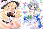  aono_yami blonde_hair condom elbow_gloves gloves hat izayoi_sakuya kirisame_marisa multiple_girls panties silver_hair touhou underwear witch_hat 