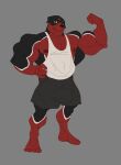 anthro black_body bottomwear brass_instrument bugle canid canine canis clothing domestic_dog flexing fur hi_res male mammal mannfikker26 mastiff molosser muscular musical_instrument nipples pecs red_body rottweiler shirt shorts simple_background smile solo standing topwear underwear white_body white_fur wind_instrument