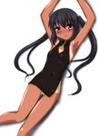  armpits arms_up black_eyes black_hair china_dress chinese_clothes dress flat_chest hayashiya_zankurou highres image_sample k-on! lingerie nakano_azusa panties pixiv_sample solo tan tanline twintails underwear 