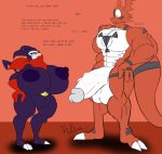 anthro balls bandai_namco big_balls big_breasts big_penis breasts digimon digimon_(species) duo english_text female genitals guilmon huge_breasts huge_penis impmon male male/female muscular muscular_male penis profanity purple_body red_body riku9797 shortstack text vulva yellow_eyes