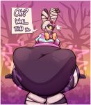 2026 after_vore anthro belly big_belly bunnybone_(fortnite) clothing els3d epic_games female female_pred fortnite halloween hi_res holidays huge_belly lagomorph leporid mammal rabbit shirt speech_bubble text topwear vore
