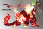  animalization ben_10 ben_10_(classic) commentary digitigrade english_commentary fangs fire full_body glowing glowing_hot gradient_background heatblast highres ichanjoe monster monster_hunter_(series) no_humans sharp_teeth simple_background solo tail teeth 