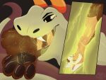 4:3 ambiguous_gender anthro bodily_fluids brown_paws domestic_ferret duo fangs feliujo feliujobites feral fur glowing glowing_belly glowing_saliva hi_res horn inside_stomach internal male mammal mustelid musteline orange_body orange_fur paws red_body reptile saliva saliva_string scales scalie snake snake_vore stomach_acid teeth true_musteline unusual_bodily_fluids unusual_saliva venom viper vore weasel yellow_body