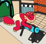 abdl aroused bodily_fluids breeding_mount conrad_(drag'n_wash) diaper drag'n_wash dragon feral garage gator_dragon_games genital_fluids hexxykitten hi_res humping male mythological_creature mythological_scalie mythology scalie solo unclean_diaper urine used_diaper wet wet_diaper wetting