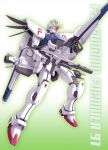  asymmetrical_dual_wielding beam_cannon beam_rifle cannon character_name commentary_request dual_wielding earth_federation energy_gun f91_gundam full_body glowing glowing_eyes gradient_background green_eyes gun gundam gundam_f91 holding holding_cannon holding_energy_gun holding_gun holding_weapon kimizuka_aoi mecha mecha_focus mobile_suit no_humans robot simple_background solo two-tone_background v-fin weapon weapon_on_back 