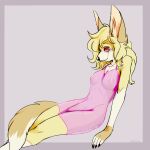 1:1 afterzero anthro big_ears blonde_hair breasts canid canine claws clothing erect_nipples fennec_fox fox fur genitals golden(afterzero) gynomorph hair hi_res intersex looking_at_viewer mammal markings nipples penis pinup pose shaded simple_background simple_shading sitting smile smiling_at_viewer solo translucent translucent_clothing true_fox whiskers white_body white_fur white_markings yellow_body yellow_fur
