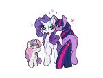 4:3 ambiguous_gender blue_eyes blue_eyeshadow blue_hair blue_tail blush cutie_mark digital_drawing_(artwork) digital_media_(artwork) english_description equid equine eyes_closed eyeshadow female feral friendship_is_magic fur green_eyes group hair hasbro heart_symbol highlights_(coloring) horn hyacinth_hallow long_hair makeup mammal my_little_pony mythological_creature mythological_equine mythology open_mouth pink_highlights purple_body purple_fur purple_highlights rarity_(mlp) simple_background tail trio twilight_sparkle_(mlp) unicorn white_background white_body white_fur