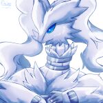 1:1 2026 anthro blue_eyes blue_sclera colored colored_line_art digital_drawing_(artwork) digital_media_(artwork) dragon felipotyphlosion female female_anthro fluffy fur furred_dragon furred_scalie generation_5_pokemon hi_res legendary_pokemon mythological_creature mythological_scalie mythology nintendo pokemon pokemon_(species) reshiram scalie signature simple_background solo white_background white_body white_fur