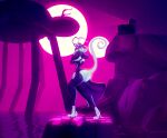 3d_(artwork) absurd_res alien anthro armwear big_butt black_clothing brown_hair butt claws cliff clothing curled_tail digital_media_(artwork) female giant_monster green_eyes hair hand_in_hair hand_on_leg hat headgear headwear hi_res huge_butt huge_filesize leggings legwear lighthouse lizard looking_aside moody moon reptile scalie sea siak_no'fethk siakstuff solo tail toe_claws touching_hair water white_body white_skin