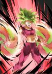  1girl abs commentary_request dragon_ball dragon_ball_super earrings gamr1p green_eyes green_hair highres jewelry kefla_(dragon_ball) korean_commentary muscular muscular_female open_mouth potara_earrings solo spiked_hair 