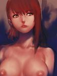  breasts brown_eyes copyright_request fumio_(rsqkr) large_breasts lips nipples nude red_hair short_hair solo 