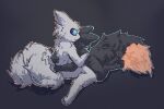 ambiguous/ambiguous ambiguous_gender anthro black_body black_fur black_sclera blue_eyes canid canine casualties:_unknown digitigrade dipstick_tail duo expie_(gunsawian) fluffy fluffy_tail fur gunsawian hug mammal markings milky_(gunsawian) ohnomename orange_tail_tip simple_background sitting sitting_on_ground spikes spikes_(anatomy) tail tail_markings white_body white_fur