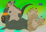 2026 5_toes 6o6paws accessory ammit ammit_(moon_knight) anthro areola arm_support armlet artist_name bandage beads bent_arm big_areola big_breasts big_hair big_nipples black_hair breasts brown_eyes claws closed_smile clothing countershade_feet countershade_hands countershade_scales countershade_torso countershading crocodile crocodilian dark_areola dark_body dark_hair dark_nipples dark_scales deity digital_drawing_(artwork) digital_media_(artwork) egyptian egyptian_clothing egyptian_headdress egyptian_mythology eyelashes feet female finger_claws foot_focus gold_(metal) gold_armlet gold_jewelry gradient_background green_areola green_body green_claws green_nipples green_outline green_scales hair hair_accessory hair_beads hand_on_breast hand_on_own_breast headdress hi_res humanoid_feet humanoid_hands iris jewelry legs_together light_body light_scales long_eyelashes long_hair looking_at_viewer marvel marvel_cinematic_universe mature_anthro mature_female middle_eastern_mythology moon_knight_(series) mostly_nude mostly_nude_anthro mostly_nude_female mouth_closed multicolored_clothing multicolored_headdress multicolored_nemes mythology nemes_(clothing) nipples non-mammal_breasts outline plantigrade puffy_nipples pupils purple_text reptile scales scalie simple_background sitting smile smiling_at_viewer snout solo text thick_thighs three-quarter_view toe_claws toes two_tone_clothing two_tone_headdress two_tone_nemes white_body white_breasts white_countershading white_outline white_scales white_sclera