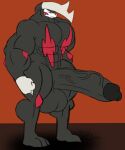 anthro balls big_balls big_penis black_body brad_the_excadrill brown_eyes excadrill generation_5_pokemon genitals hi_res huge_penis male muscular muscular_male nintendo penis pokemon pokemon_(species) riku9797 solo vein veiny_penis